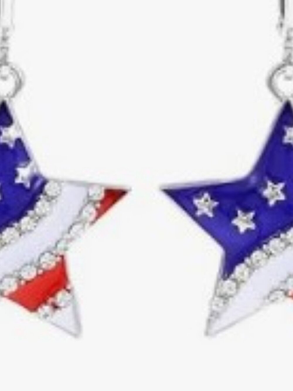 Dangling Patriotic Star Earrings Red, White & Blue, Pierced Ears